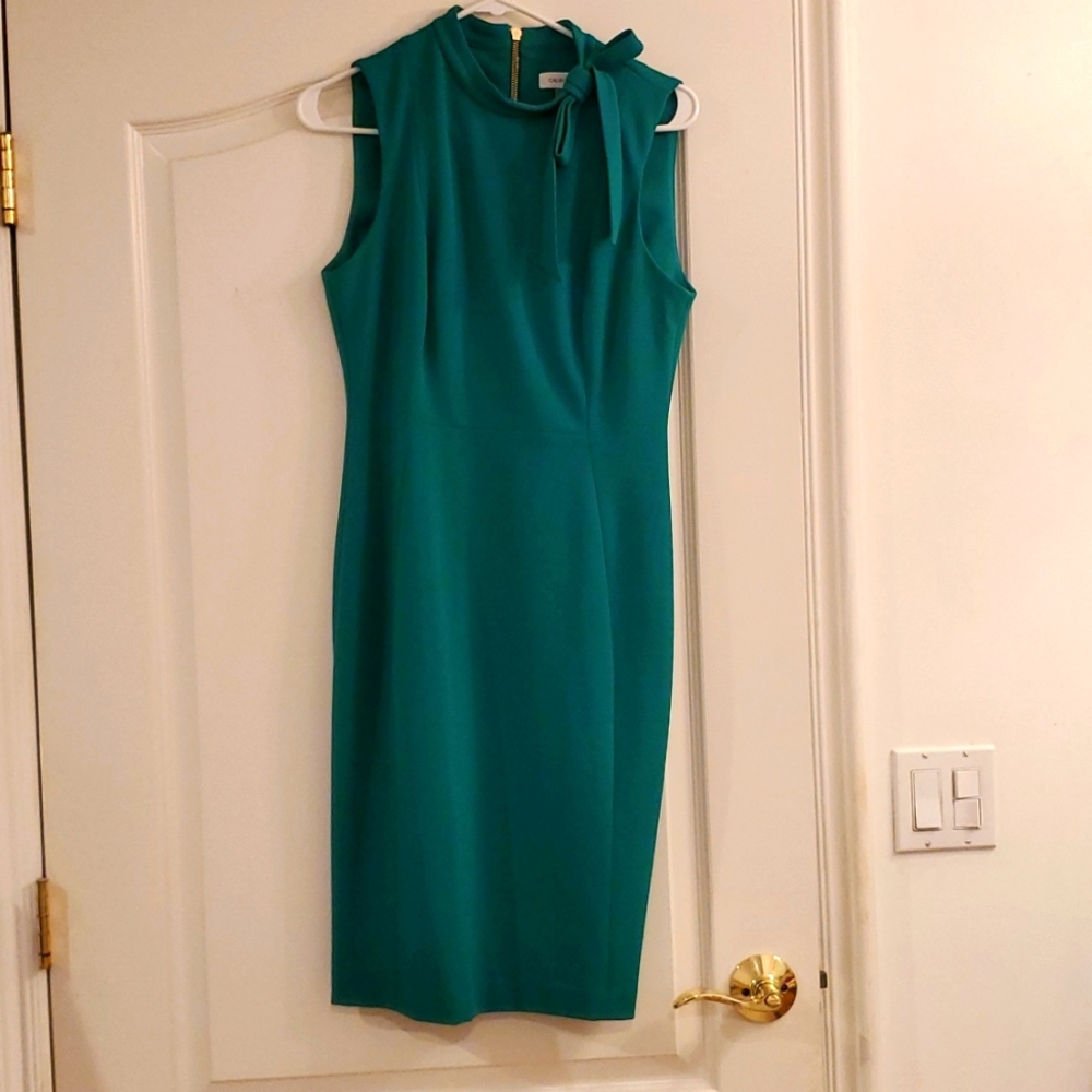 Calvin Klein Green Dress Bowtie Size 10